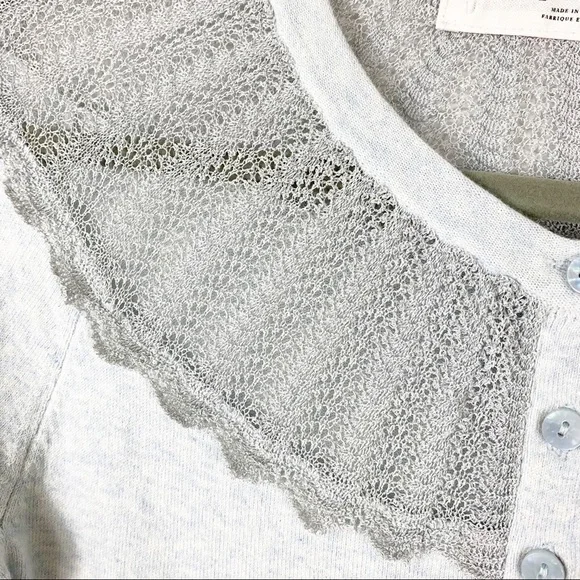 𝅺SPARROW Anthropologie Shimmer Fan Cardigan Sweater Button Blue XS - Picture 8 of 11